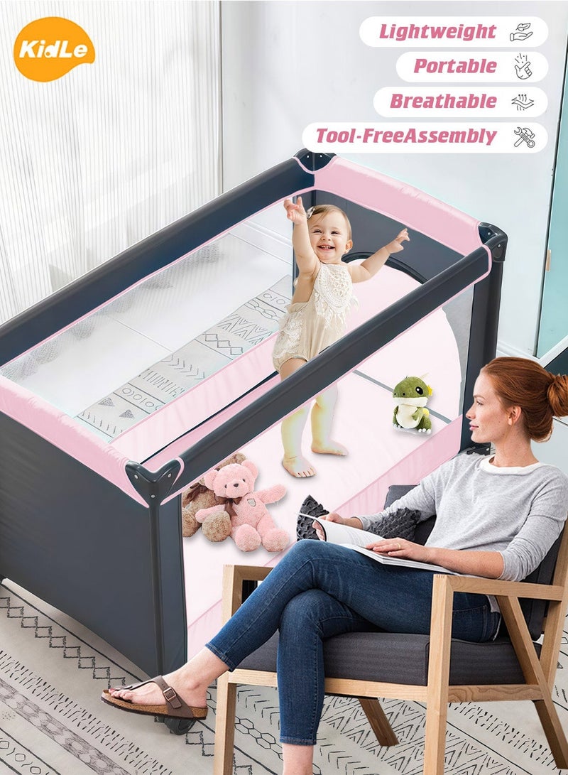 MaBaby Portable Baby Playpen /Baby Bed - Foldable Infant Play Yard, Breathable Mesh Safety Pen for Toddlers, Indoor/Outdoor Activity Center (with Travel Bag) - Image 5